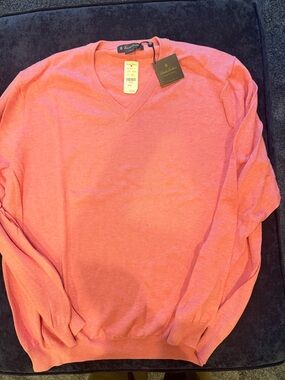 Brooks Brothers Coral Pink V-Neck Sweater